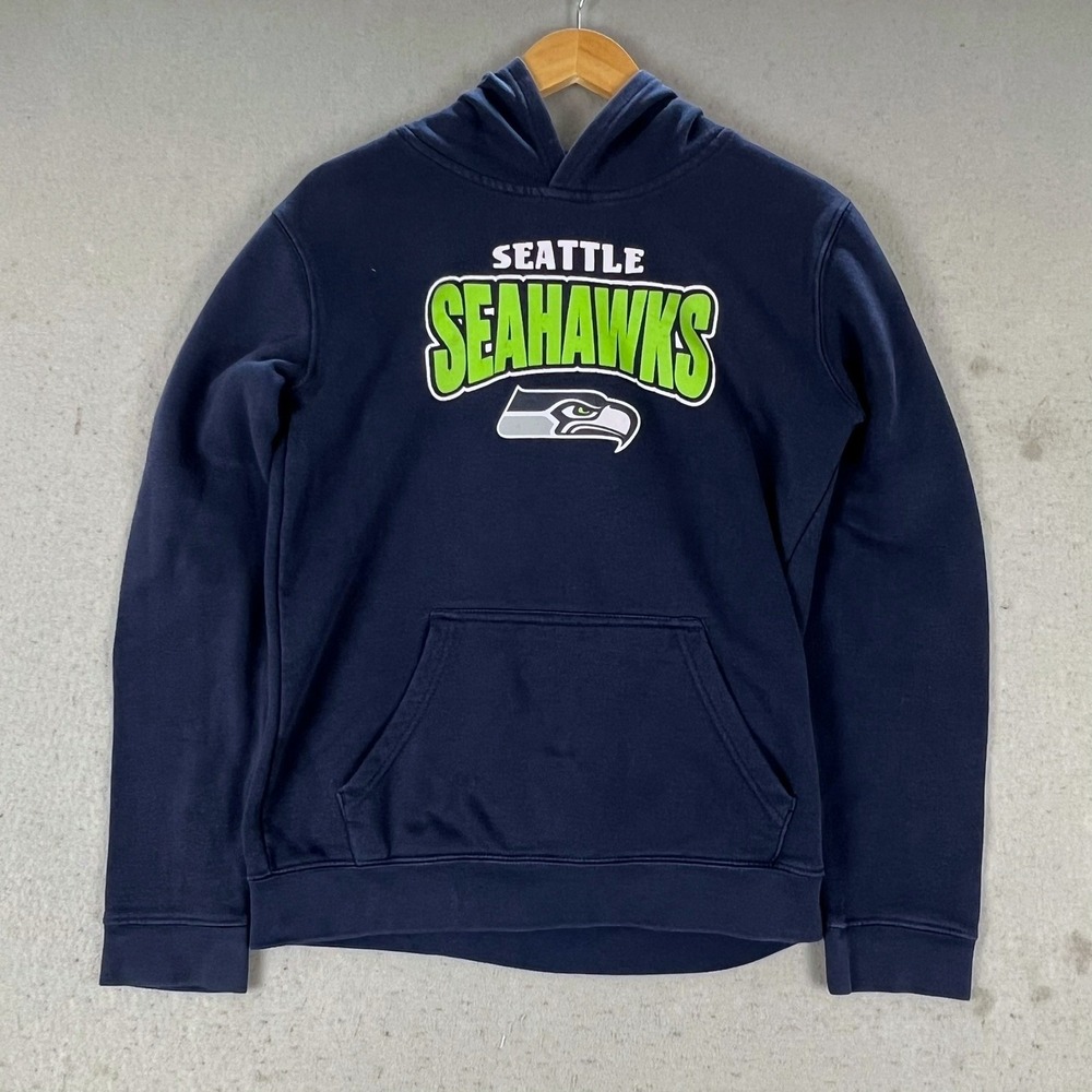 NFL Team Apparel Seattle Seahawks Hoodie Navy Blue Youth XL (Fits Mens XS)